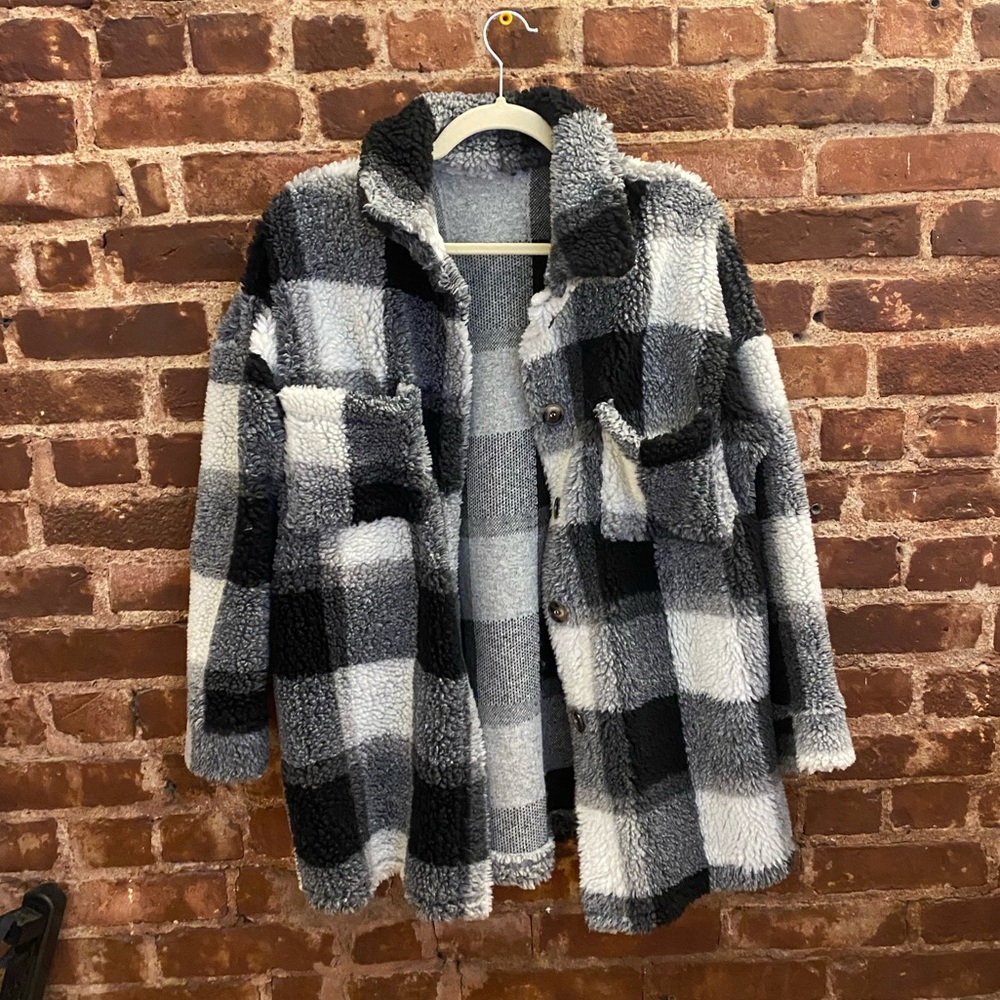 Oversized fleece shirt jacket